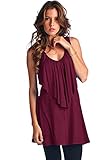 LeggingsQueen Women's Sleeveless Ruffle Front Tunic Top (BGD, Large)