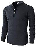 H2H Mens Casual Point Henley-neck Shirts of Waffle HEATHERNAVY US L/Asia XL (CMTTL045)