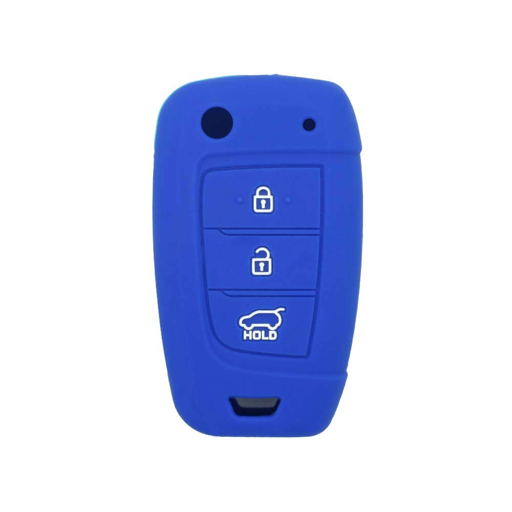 BROVACS Silicone Cover Protector Case Holder Skin Jacket Compatible with HYUNDAI 3 Button Flip Remote Key Fob CV2156 Deep Blue