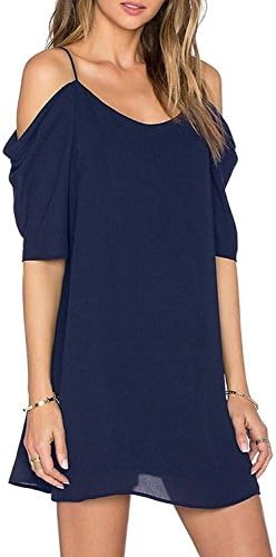 AFCastle Fetching Women's Summer Strap Sundress Sleeve Beach Slip Dress Navy Blue X-Large Navy Blue-1X-Large
