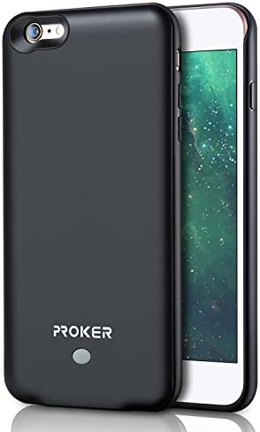 iPhone 6 6S Battery Case,Proker Ultra Slim Extended Portable Charger Protective for iPhone 6 6s with 3000mAh Capacity Juice Pack/Lightning Cable Input Mode(NOT For iPhone 6/6s Plus)(Black)