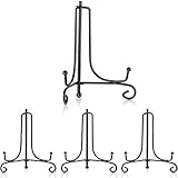 Tatuo 4 Packs Iron Display Stand, Iron Easel Plate Display, Photo Holder Stand for Home Decoration (Black, 5 Inch)