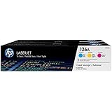 HP 126A (CF341A) Cyan, Magenta &amp; Yellow Original Toner Cartridges, 3 Cartridges