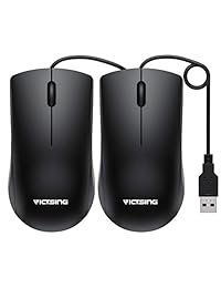 VicTsing Ratón con cable, ratón óptico simple USB para ordenador portátil, PC, escritorio, compatible con Windows 7 8 10 XP (paquete de 2)