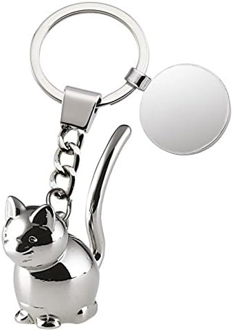 Ten KEYCHAIN CAT 3 D cod.EL7566 cm 10x3,5x2h by Varotto & Co, Chrome, S