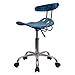 Flash Furniture Elliott Vibrant Bright Blue and Chrome Swivel Task Office Chair with Tractor Seat