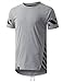 URBANCREWS Mens Hipster Hip Hop Fashion Longline Crewneck T-shirt HGRAYBLK, XL