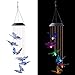 SUMERSHA Butterfly Wind Chime, Color Changing LED Solar Mobile Butterfly Wind Chimes Hanging Outdoor Solar Lights for Home Party Yard Garden Night Decoration