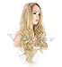 Vedar Beauty Long Curly Synthetic Lace Front Wig Light Brown Root Ombre Blonde Full Hair Wigs For Women(22Inches)