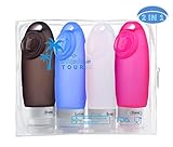 FullPlus Silicone Travel Bottle Set 3 Oz 4 Pack TSA Approved Carry On Shampoo Conditioner Bottle Leak Proof Design BPA Free with EVA Bag