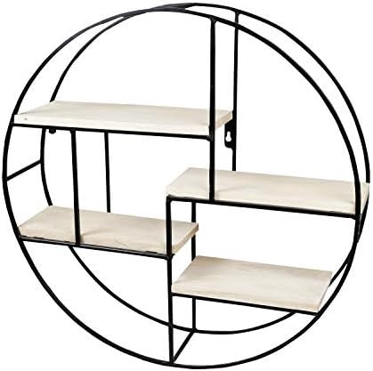 Hortus Metal & Wood 4 Shelf Round Wall Stand Rack Stand Black