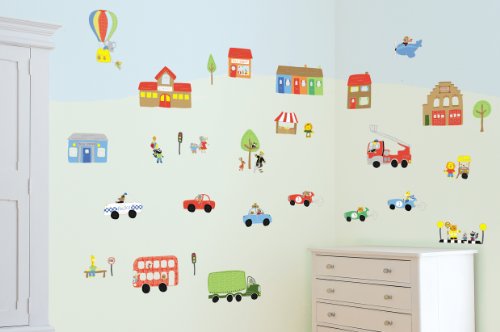 FunToSee 10 Count Nursery Wall Decal Kit, Jolly Town