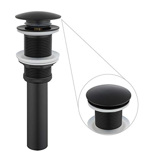 GORDEE Bathroom Faucet Vessel Sink Lavatory Vanity Pop Up Sink Plumbing Stopper without Overflow, Fit for US Standard Drain Hole (1.57-1.9 inches), Brushed Chrome Matte Black