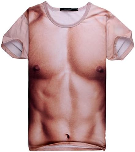 Men's Undershirt 3D Print Shirt Beach Wear Six Pack Abs T-Shirt for Boys