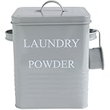 Bloomingville Metal Laundry Powder Bin With Lid And Scoop, Grey