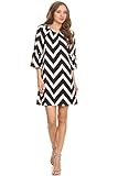 Women's Chevron Print A-Line Dress. MADE IN USA (Small, BLACK)