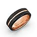 Mens Wedding Band Black 8mm Rose Gold Tungsten Ring Groove Beveled Edge Comfort Fit