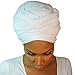 Stretch Head Wraps for Women | Extra Long Jersey Knit Turbans| Soft Cotton African Head wrap Scarf | PURE WHITE