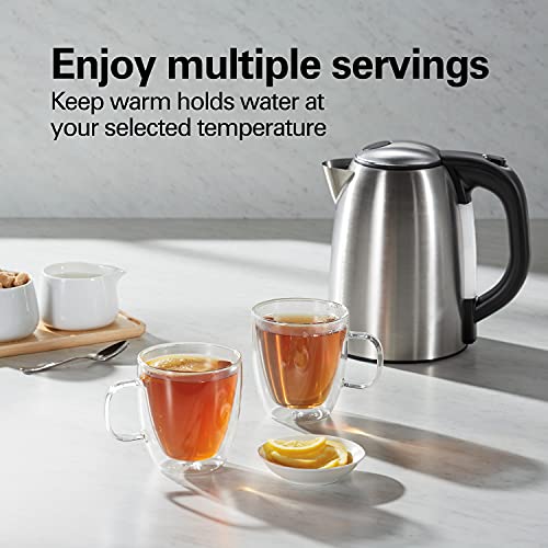 Hamilton Beach Smart Electric Tea Kettle & Water Boiler, Works with Alexa, 1.7 Liter, Fast Boiling 1500 Watts, Cordless, Keep Warm, Auto-Shutoff & Boil-Dry Protection, Stainless Steel (41036)