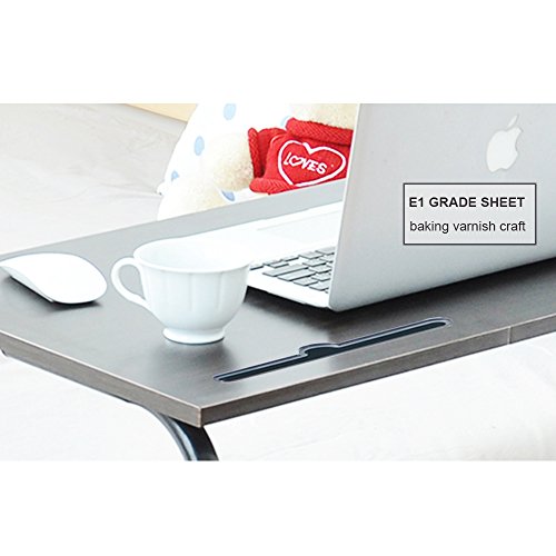 SogesHome 31.5'' Adjustable Mobile Bed Table Portable Laptop Computer Stand Desks with Tablet Slot Cart Tray Black SH-05-3-80BK