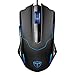 PICTEK Gaming Mouse, Entry-level Ergonomic Optical Computer Mouse for Game & Daily, 800-2400 DPI Adjustable USB Mouse Auto Breathing Wired Mouse for PC Desktop Windows 7/8/10/XP, Vista and Mac, Black