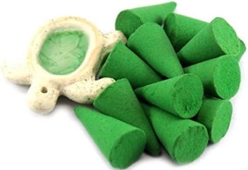 Citronella Incense Cones with Burner Holder, Pack of 100 Pieces. (Free A Gift Wooden Key Chain Guitar Handmade).