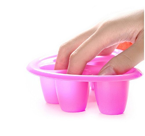 Generic Nail Art Acrylic Tips Finger Soaking Treatment Remover Manicure Wash Tool Five Hole Bowl Pink 2Pcs