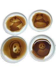 4pcs Ceramics Dog/Panda Relief Seasoning Dishes Sushi Dipping Bowl Appetizer Plate,3.5