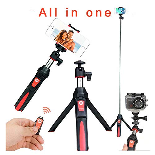 Benro 3 in 1 Handheld Tripod Self-Portrait Monopod Smartphone Selfie Stick with Bluetooth Remote Shutter (Red)