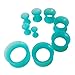 Piercing Area 1Pair Ultra Thin Silicone Flexible Ear Tunnels Plugs Expander EarSkin Piercing Body Jewelry Turquoise 00g(10mm)