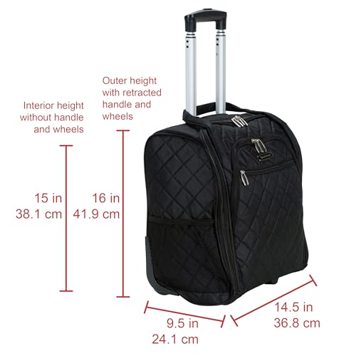 ROCKLAND MELROSE UPRIGHT WHEELED UNDERSEATER CARRY-ON LUGGAGE, BLACK, 15-INCH