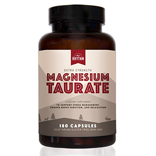 Magnesium Taurate - 200mg of Magnesium Taurate for Heart Health, Optimal Relaxation, Stress and Anxiety Relief, and Improved Sleep. 180 Capsules. (Best Magnesium For Heart Palpitations)