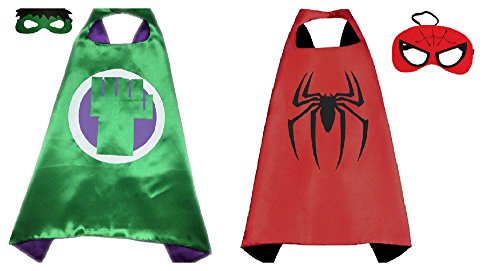 Athena Dress Up Hulk & Spiderman 2 Capes, and 2 Masks Gift Box Included