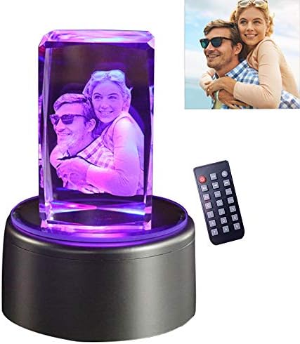 Custom Photo 3D Crystal lamp Personalized Music Player Engraving Text Anniversary Souvenir, Wedding Souvenir, Christmas Birthday Valentine's Day Holiday Gift (Crystal  F)