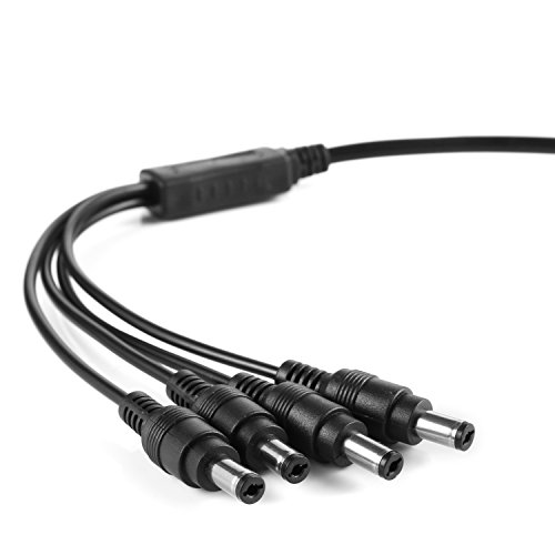 SANNCE Power Splitter Cable for Home Security Cameras Systems, 5.5x2.1mm 1 to 4 Male DC Power Pigtail Splitter Cable for Security CCTV Cameras(Black)