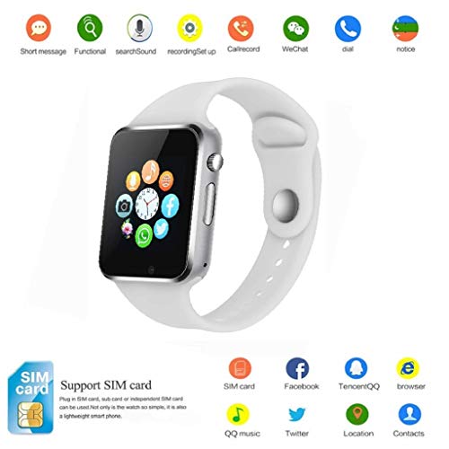 2018 Newest Smart Watch PLYSIN Bluetooth Smartwatch Unlocked Watch Cell Phone with Sim Card Slot Track Activity Watch with Pedometer Camera Music-Player for iOS iPhone Android Samsung (White) - Thumbnail 7