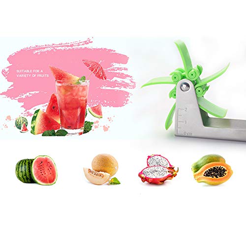 Stainless Steel Watermelon Slicer, Watermelon Windmill Cutter Melon Baller Scoop Fruit Vegetable Tools Kitchen Gadgets Corer Tool Set, with 2 Fruit Fork - Thumbnail 4