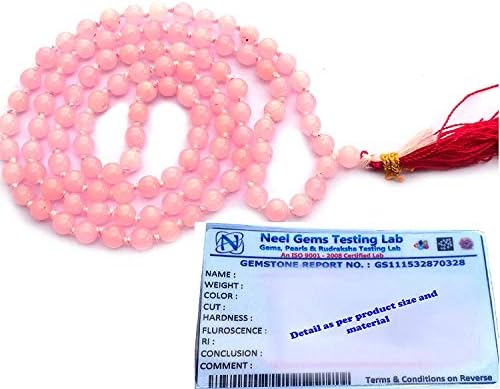 Rose Quartz Mala 8Mm Beads Size 108+1 = 109 Beads Rose Quartz Mala Certified