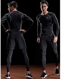 Neleus - Camiseta deportiva de compresión para hombre, manga larga, 3 unidades