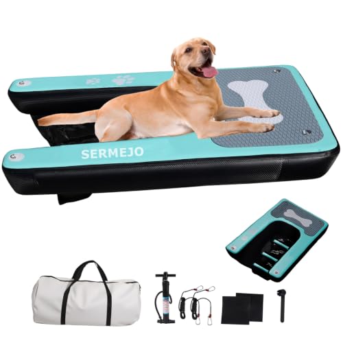 SERMEJO Cani Rampa Gonfiabile Rampa per Cani Piscina 150x100 cm Hundeboot Schwimminsel per Hunde Catzen fino a 100 kg Fluss Seen
