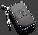 Zepthus Black Car Key Chain Bag Premium Leather Car Key Chain Coin Holder Zipper Case for Auto Remote Key Fob (Hyundai)