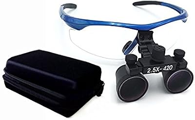BONEW 2.5X Magnifier Loupes 420mm Working Distance Blue Glass Lens Flip-Up Case