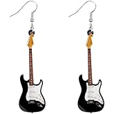 Cute Music Bass Electric Guitar Earrings Funny Charms Instrument Acrylic Dangle Earrings Creative Statement Jewelry Gifts for Music Lovers