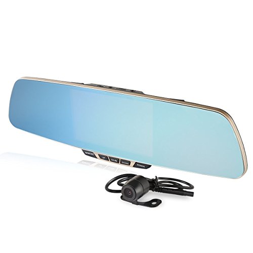 iHomor 32G Dual-lens Car Dvr Camera , Full HD 1080P Large Rear View Mirror with 4.25-Inch Display Screen