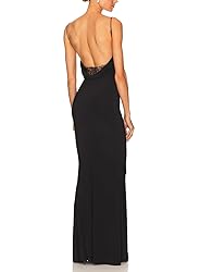 Capuffy Women Drape Neck Formal Maxi Dresses Lace