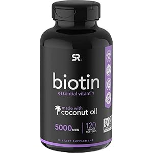 Biotin (5,000mcg) with Coconut Oil | Supports Healthy Hair, Skin & Nails in Biotin deficient Individuals | Non-GMO…