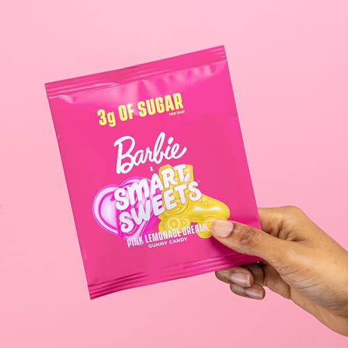 SMARTSWEETS BARBIE PINK LEMONADE DREAM GUMMY CANDY: 1.8OZ (PACK OF 14), GUMMY CANDY WITH LOW SUGAR, LOW CALORIE, NO ARTIFICIAL SWEETENERS, PLANT-BASED, GLUTEN-FREE, HEALTHY SNACK FOR KIDS & ADULTS