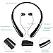 Sport Bluetooth Headphones,LISN Wireless Neckband Headset with Retractable Earbuds,Stereo Sweatproof Noise Cancelling in Ear Earphones 7-8 Hrs Playtime with Mic (Black)