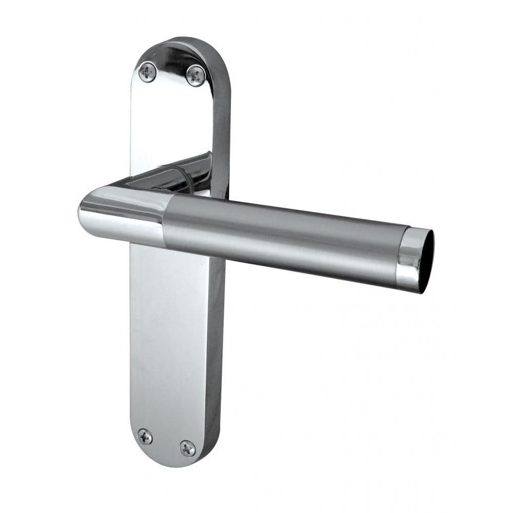Mitred Door Handle Latchset 185 X 39mm Polished Chrome / Satin Chrome