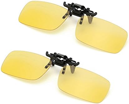 Clip on Sunglasses Flip Up Polarized Sunglasses Eyeglass by AUUS [2-Pack] for Driving[Nitht One]